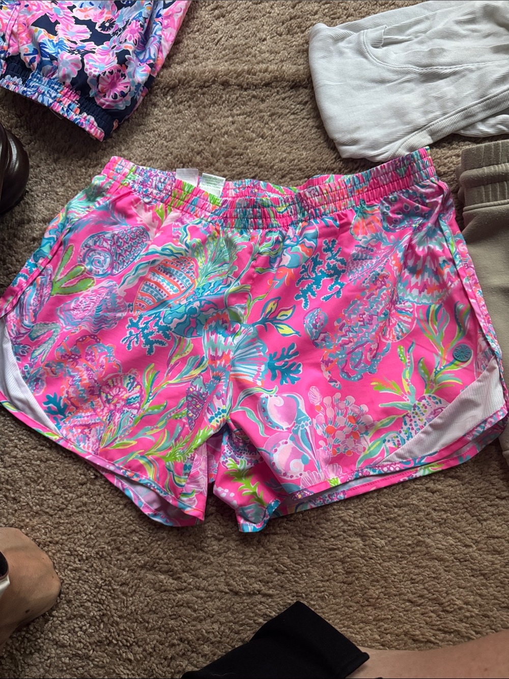 Lilly Pulitzer Pink Multicolor Coral-Print Athletic Shorts
